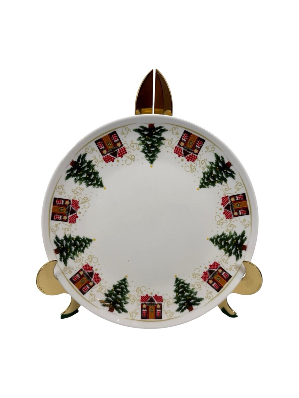 Crofton 4 Piece Stoneware Holiday Plates Christmas